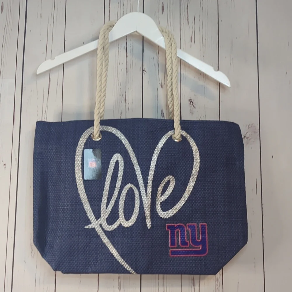 NFL New York‎ Giants 'Love' Navy Blue Woven Tote Bag